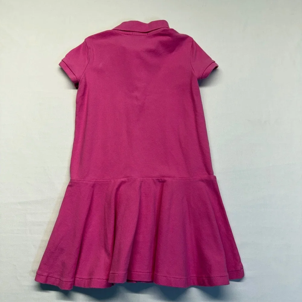 Polo Ralph Lauren Girls Pink Pique Polo Dress Size 6 Drop Waist Cotton